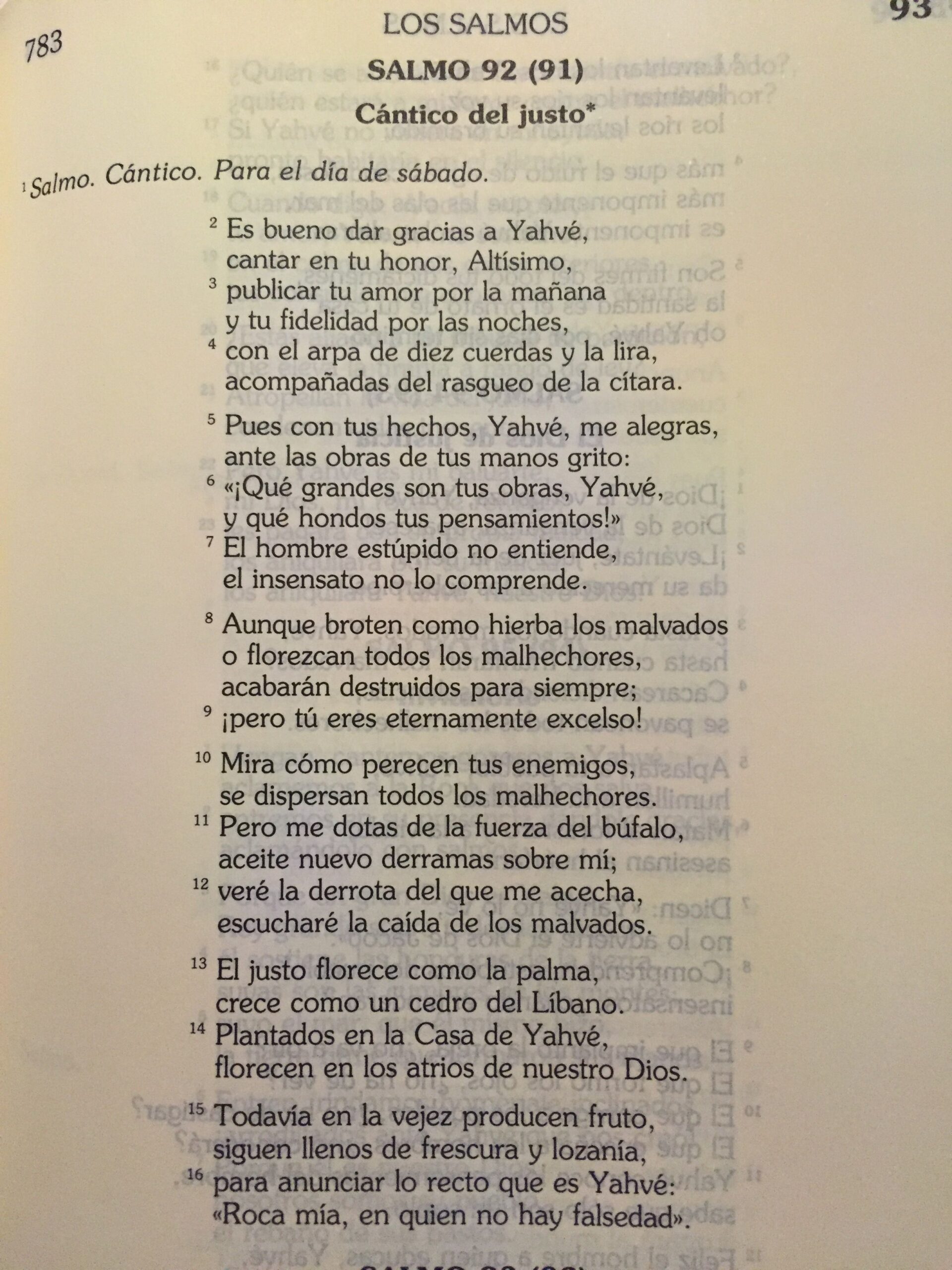 Salmo 92 de la Biblia Catolica