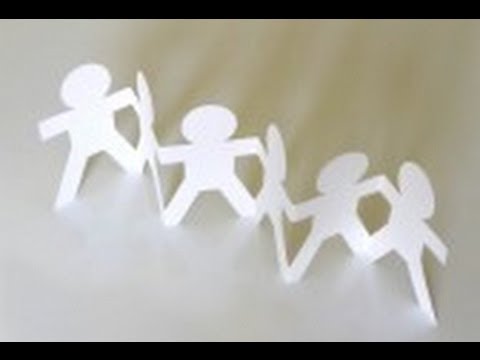 Niños de papel, tomados de las manos