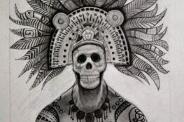 Dios de la muerte azteca, dibujo
