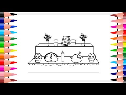 Dibujo de altar de muertos para niños